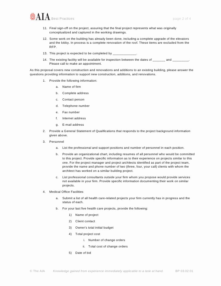 Construction Job Completion Sign Off form Beautiful Sample Request for Proposals