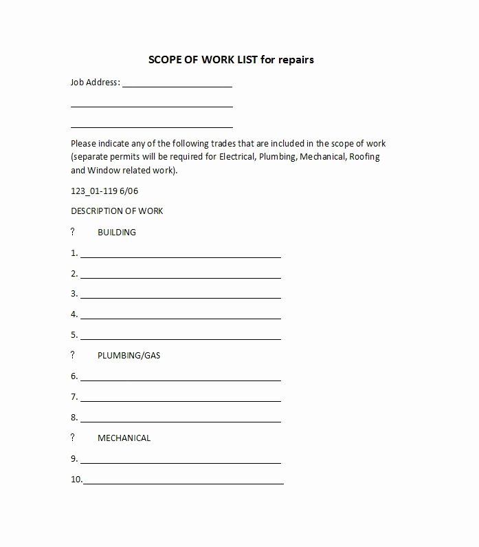 Construction Job Completion Sign Off form Lovely 30 Ready to Use Scope Of Work Templates &amp; Examples