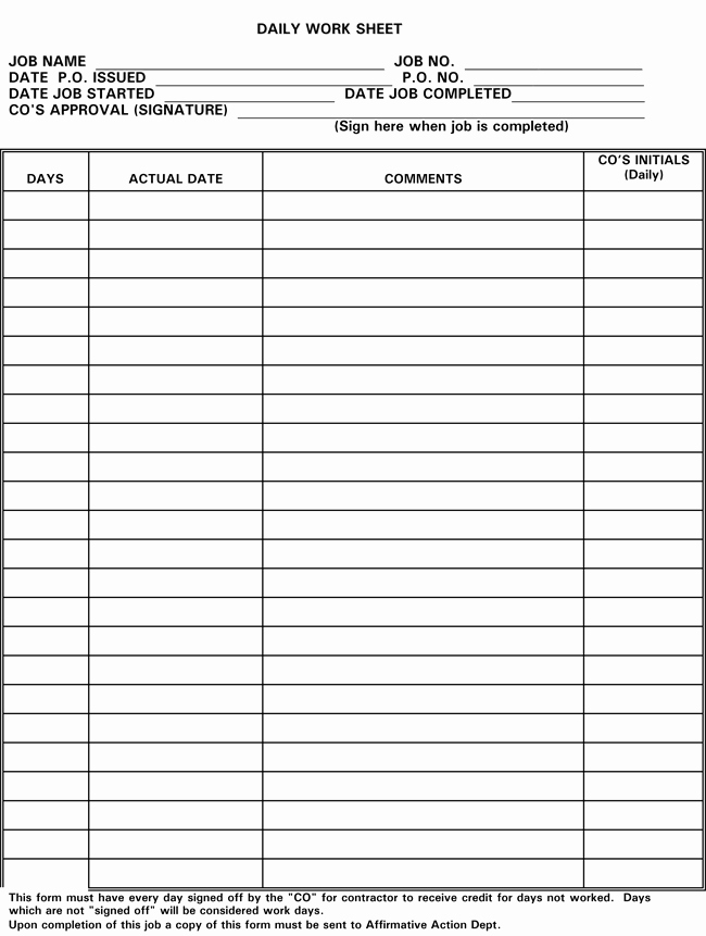 Construction Job Completion Sign Off form Lovely Printable Workout Log Sheets for Excel 6 Free Templates