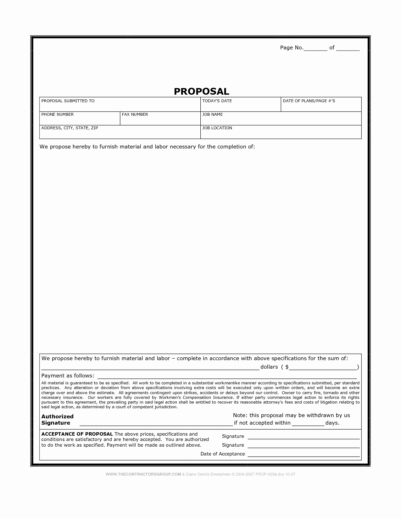 Construction Job Proposal Template Awesome Printable Blank Bid Proposal forms
