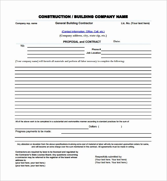 Construction Job Proposal Template Lovely Construction Proposal Template