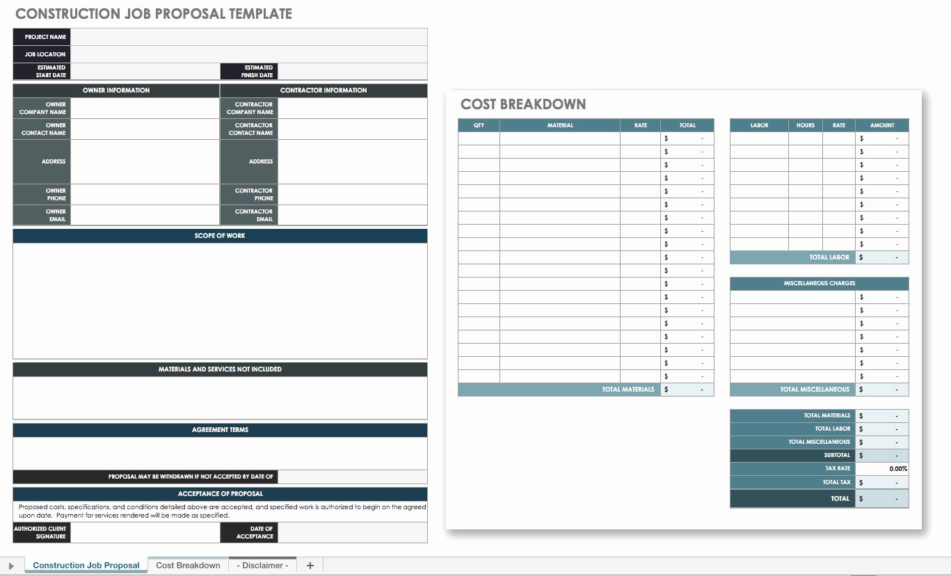 Construction Job Proposal Template Luxury Free Job Proposal Templates