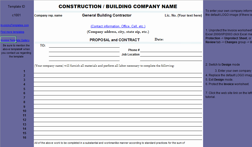 Construction Job Proposal Template New Construction Proposal Template