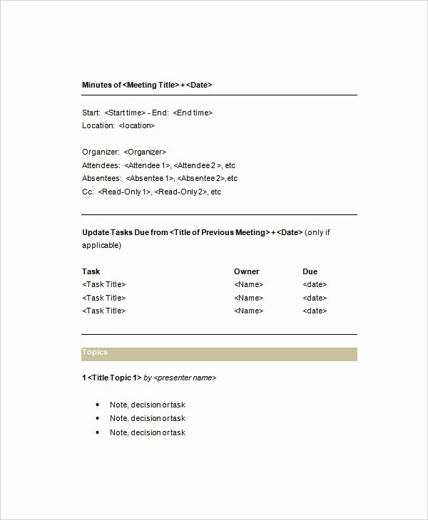 Construction Meeting Minutes Template Lovely 13 Meeting Minute Templates Free Sample Example