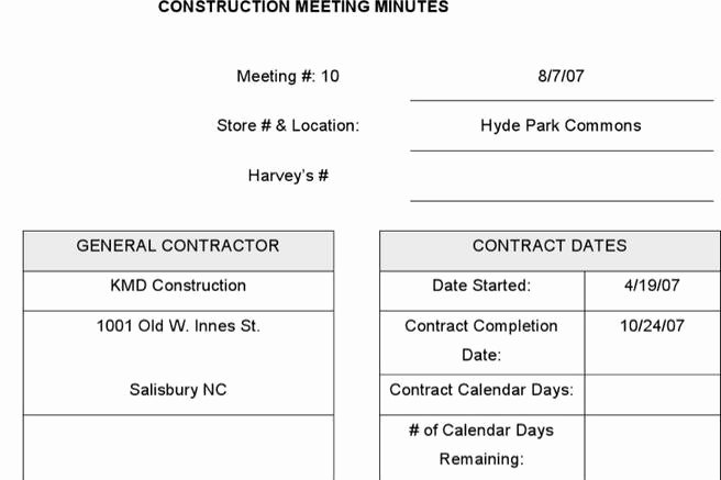 Construction Meeting Minutes Template Luxury 2 Meeting Minute Templates Free Download