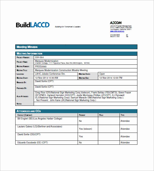 Construction Progress Meeting Agenda Elegant Construction Meeting Minutes Template 10 Free Sample