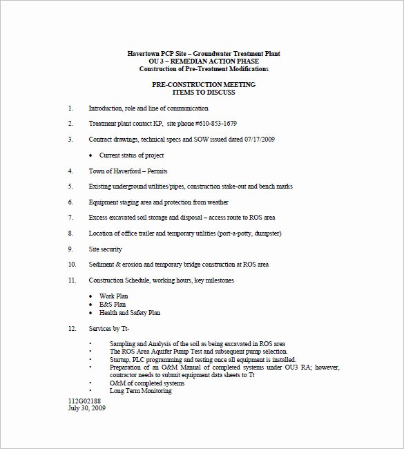 Construction Progress Meeting Agenda Fresh 7 Construction Meeting Minutes Templates Doc Pdf