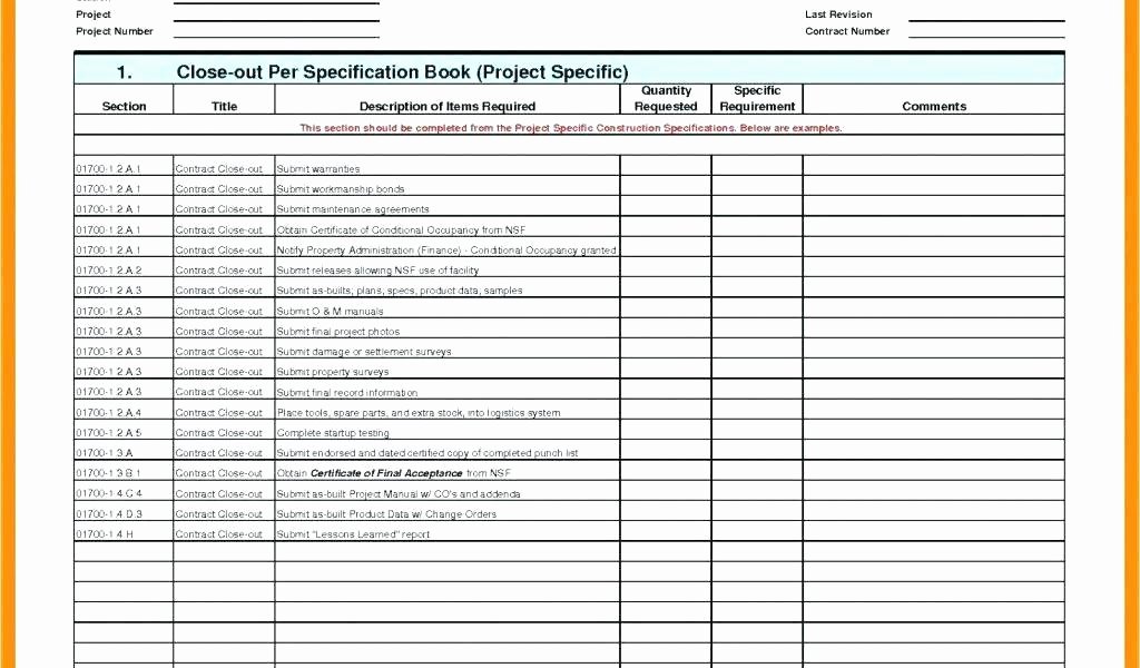 Construction Project Closeout Template Best Of Construction Project Closeout Checklist Template