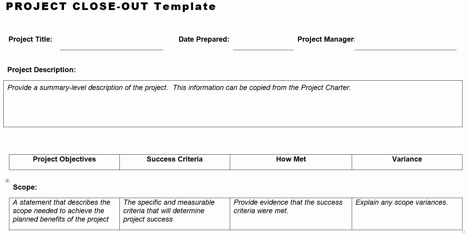 Construction Project Closeout Template Lovely Project Close Out Template