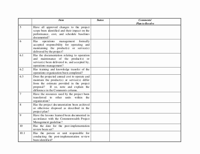 Construction Project Closeout Template Unique Project Closeout Transition Checklist