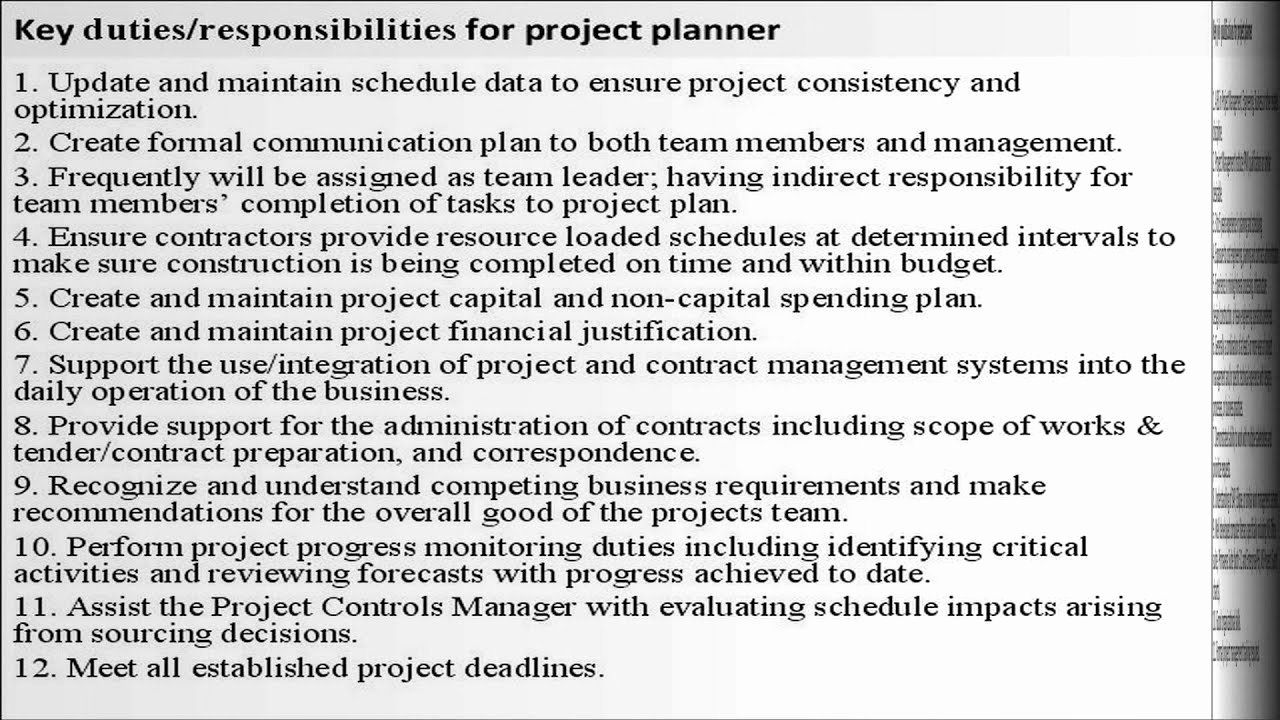 Construction Project Description Awesome Project Planner Job Description
