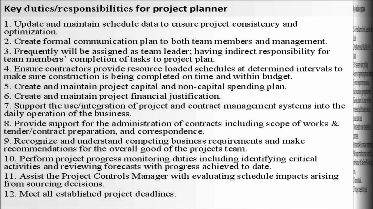 Construction Project Description Awesome Project Planner Job Description