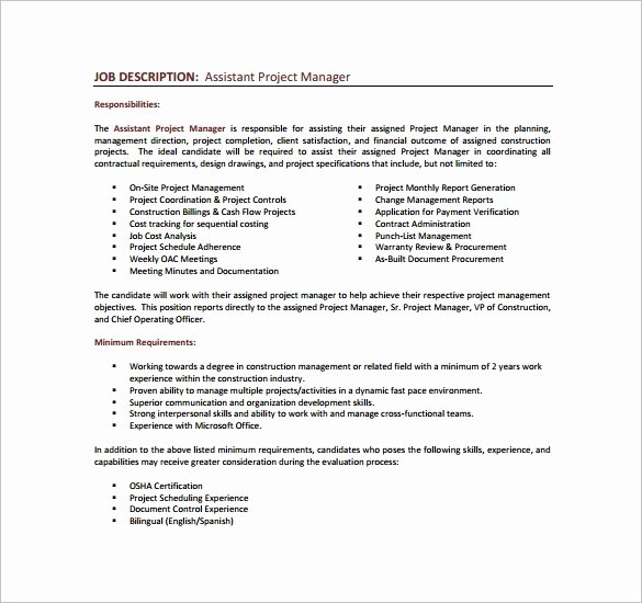 Construction Project Description Lovely Construction Project Manager Job Description