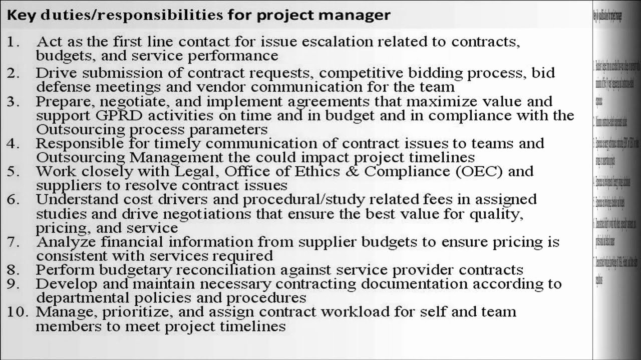 Construction Project Description New Project Manager Job Description