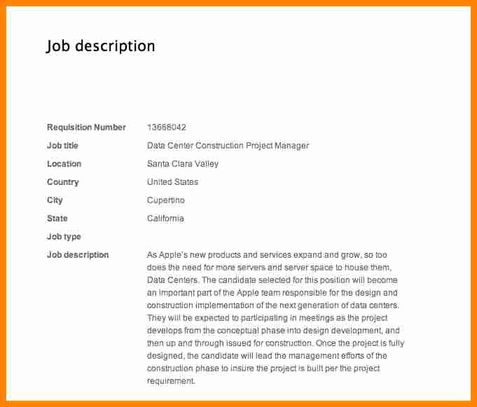 Construction Project Description Unique 8 Construction Project Manager Job Description