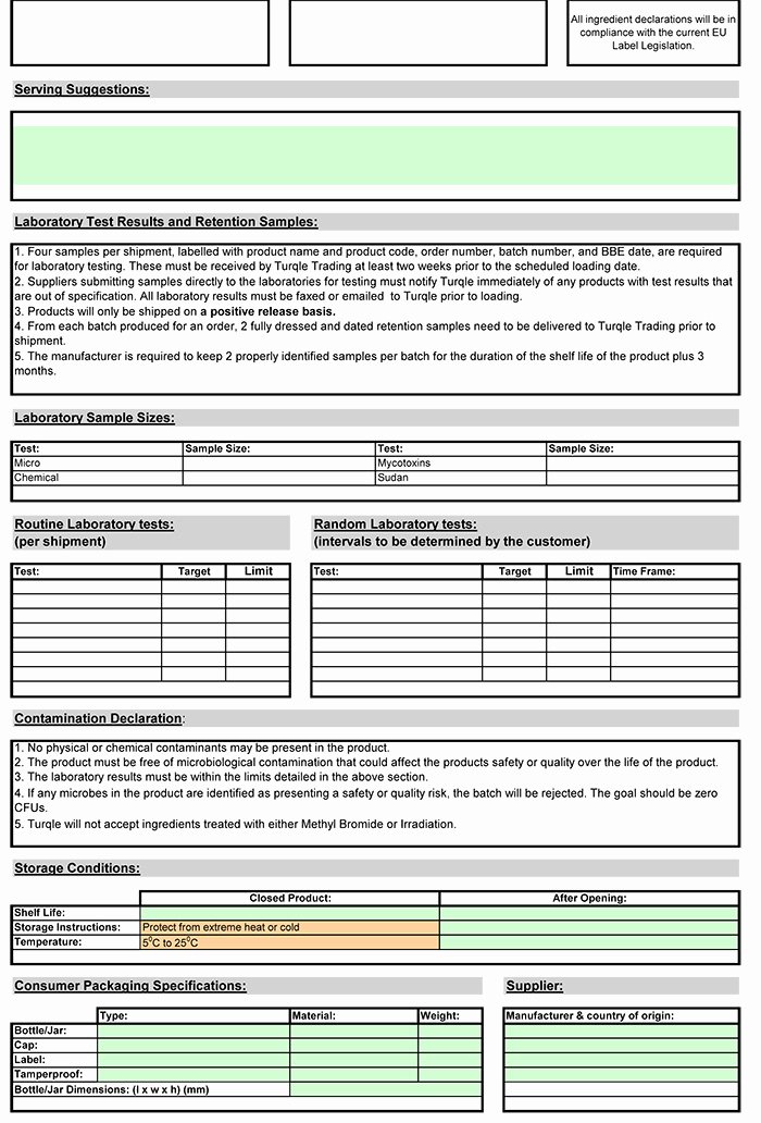 Construction Spec Sheet Template Fresh Spec Template2 Frompo