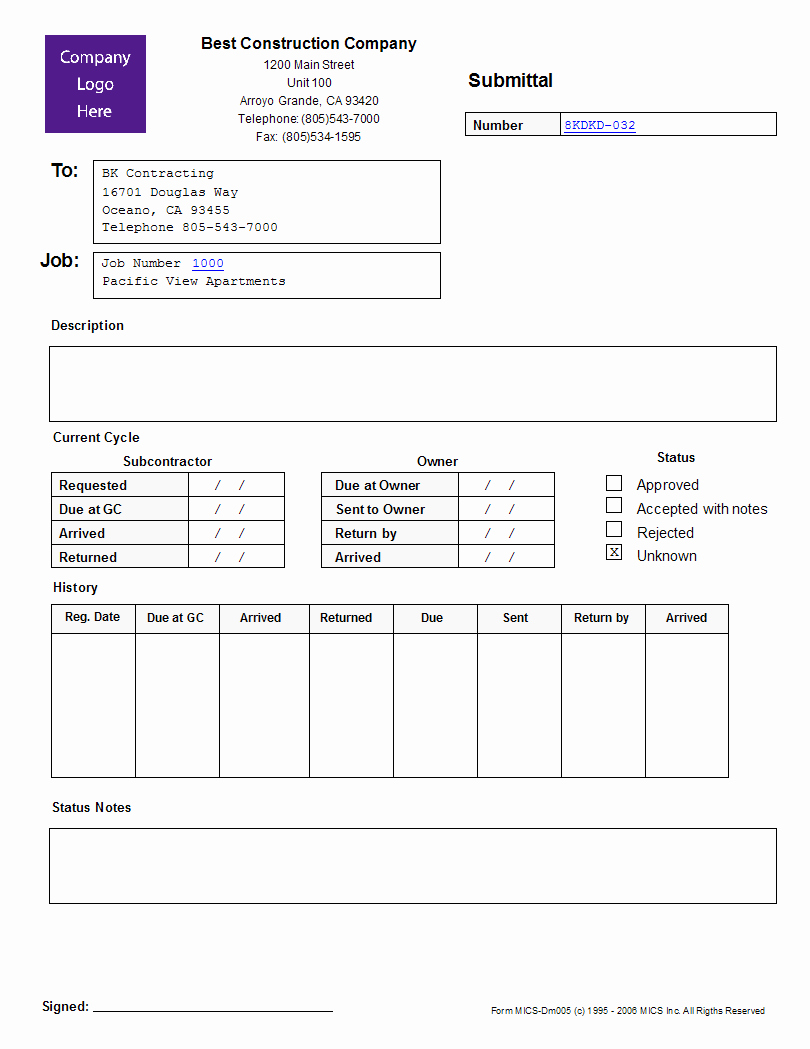Construction Submittal form Template Awesome the Screenshot for A Larger Image