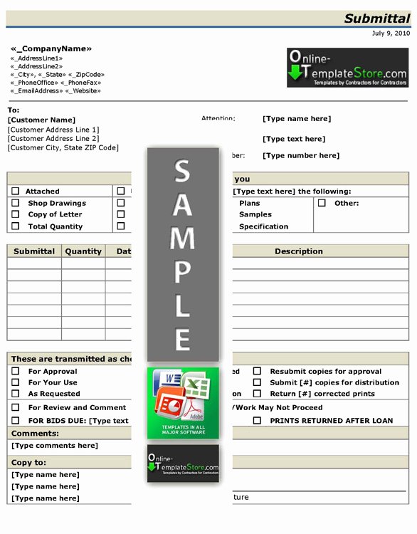 Construction Submittal form Template Best Of Project Management forms