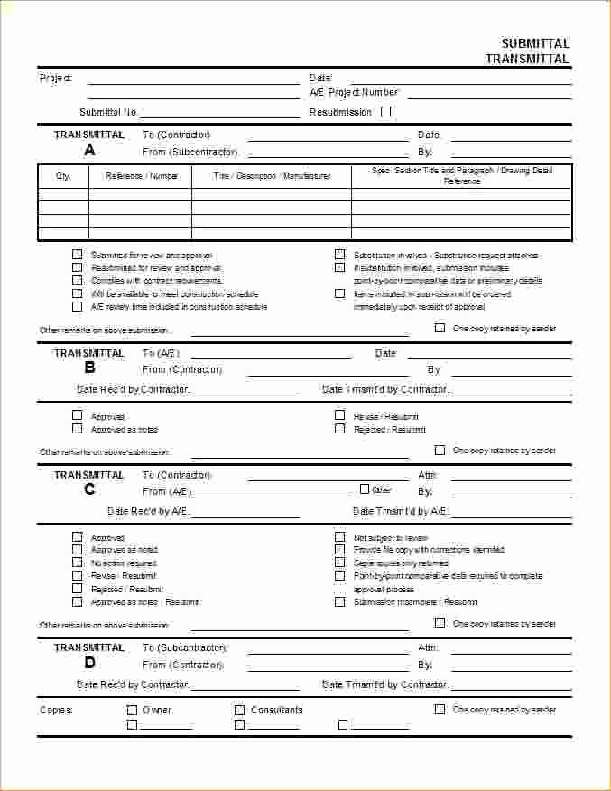 Construction Submittal form Template Elegant 23 Of Transmittal Sheet Template
