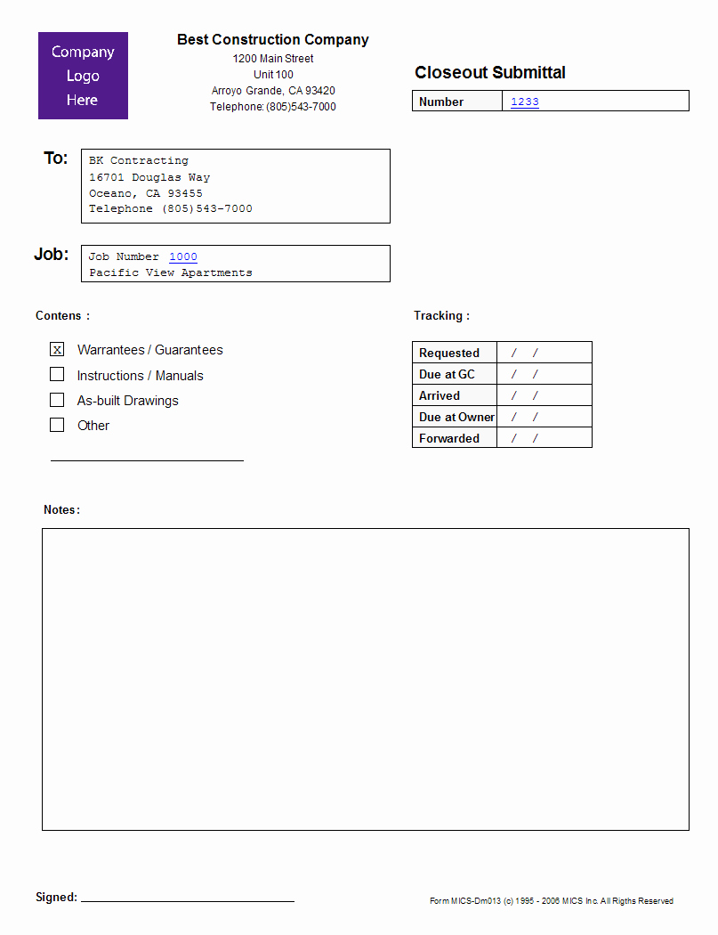 Construction Transmittal form Fresh the Screenshot for A Larger Image