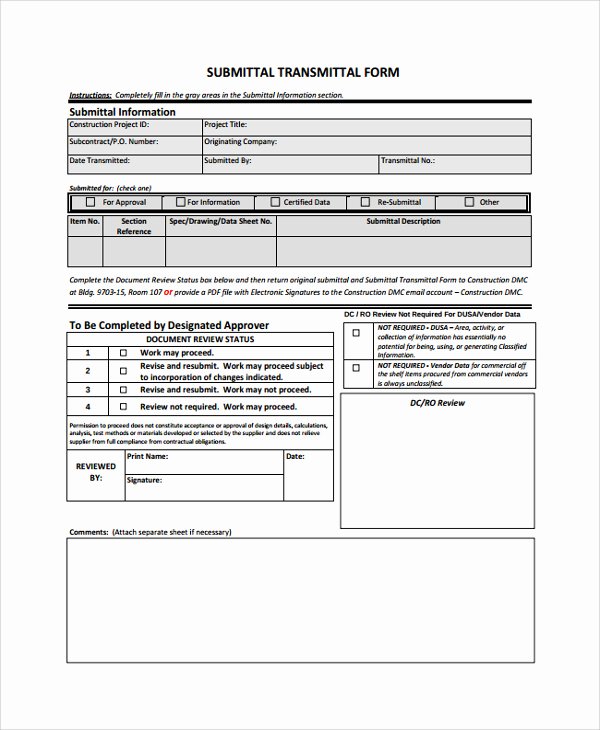 Construction Transmittal form Luxury 19 Of Bid Submittal Template