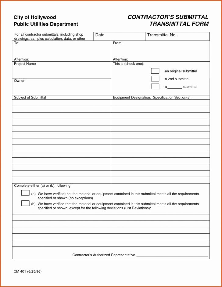 Construction Transmittal form Template Beautiful Submittal Transmittal form
