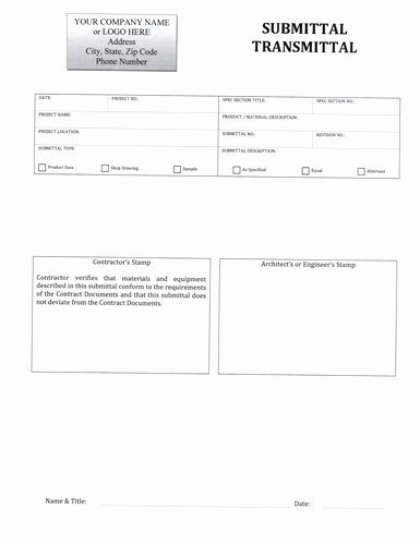 Construction Transmittal form Template Fresh Submittal Transmittal form $5 99 Download now