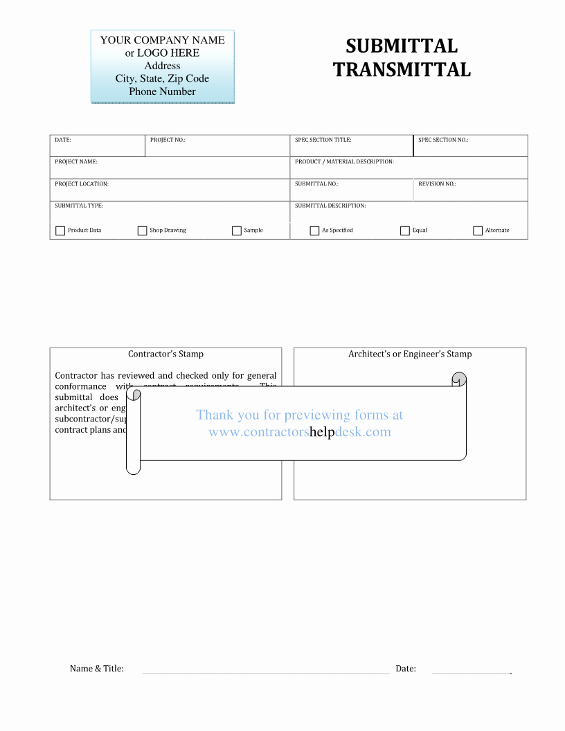 Construction Transmittal Template Inspirational Contractors Help Desk forms