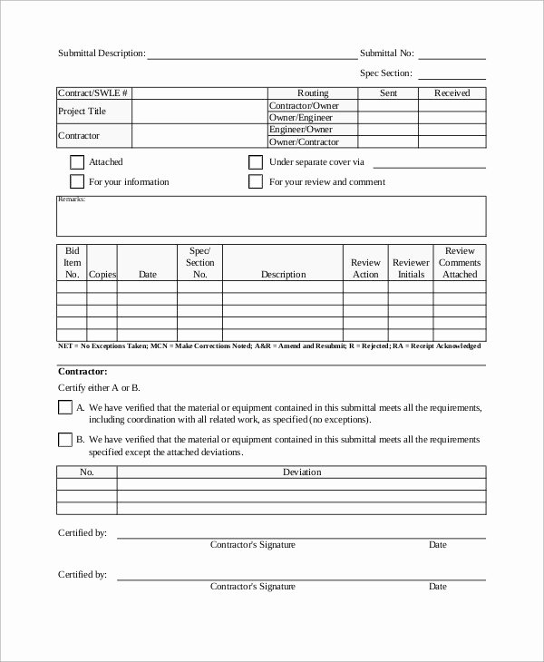 Construction Transmittal Template Inspirational Transmittal form