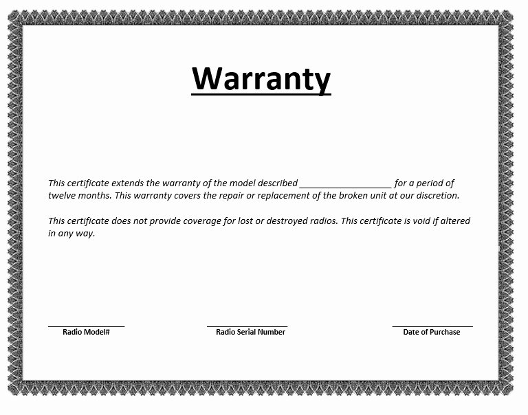 Construction Warranty Template Awesome Warranty Certificate Template – Microsoft Word Templates