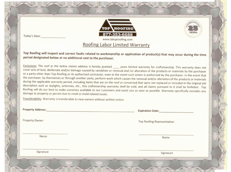 Construction Warranty Template Beautiful Roofing Certificate &amp; Safety Training Certificate