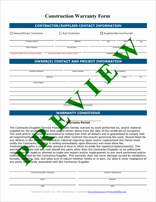 Construction Warranty Template Best Of Universal Construction Warranty form Instant Access