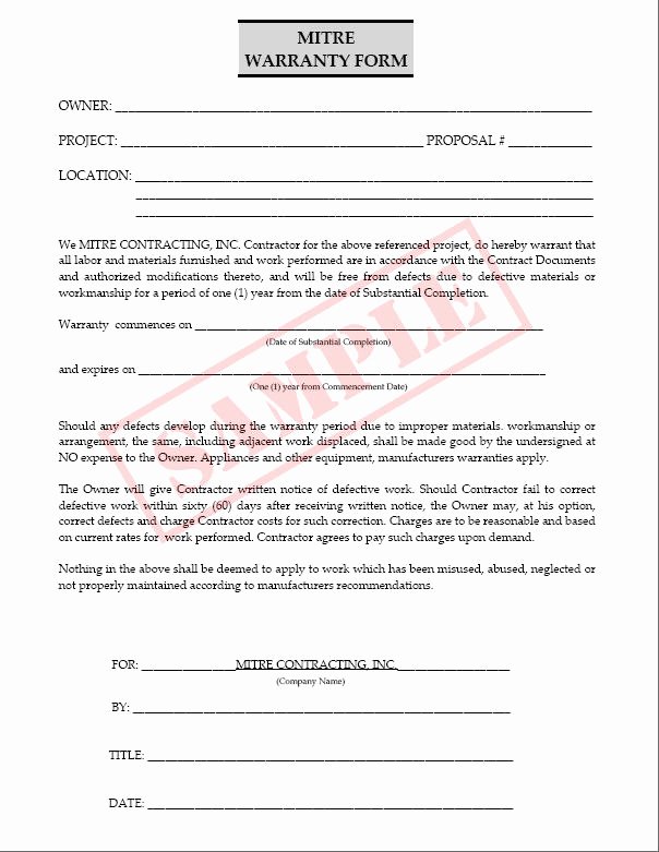 Construction Warranty Template Fresh 23 Of Contractor Warranty Template Work to Be Done