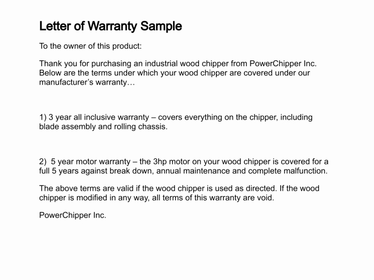 Construction Warranty Template Unique Letter Of Warranty