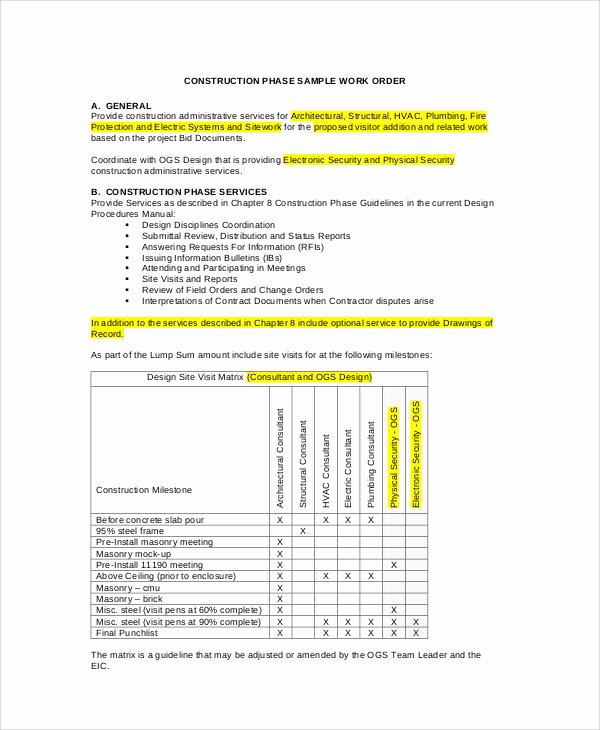 Construction Work order Template Awesome 38 Sample Sheets