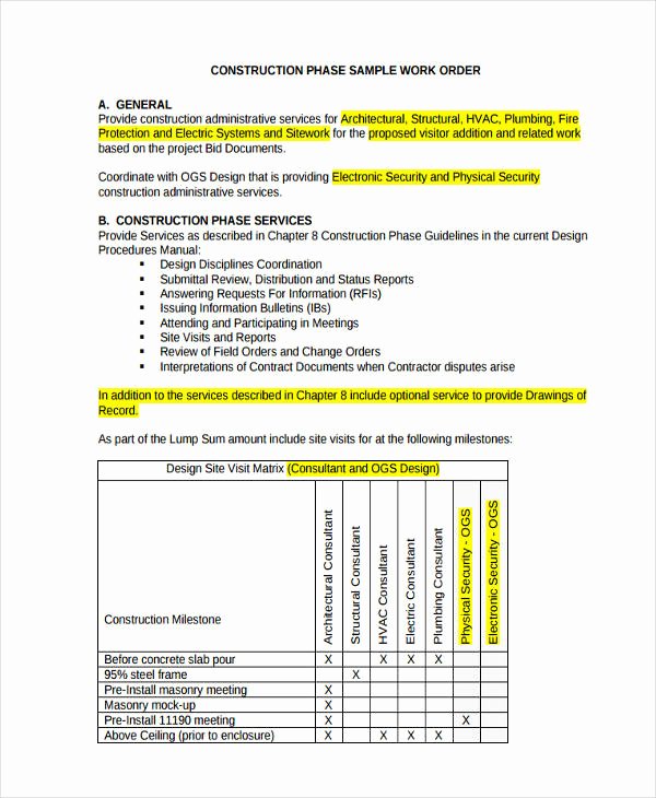 Construction Work order Template Elegant 17 Work order formats