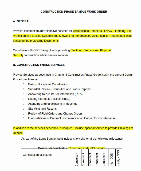 Construction Work order Template Elegant 29 order Templates In Word