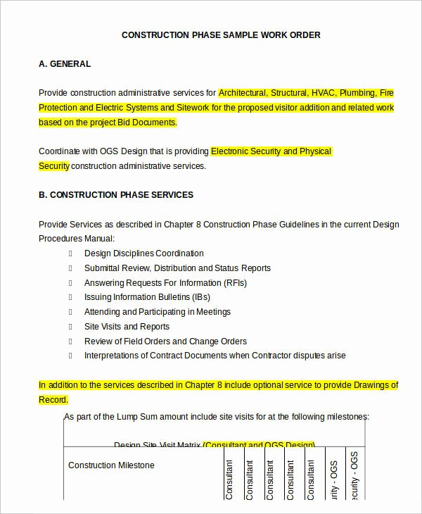 Construction Work order Template Elegant 29 order Templates In Word