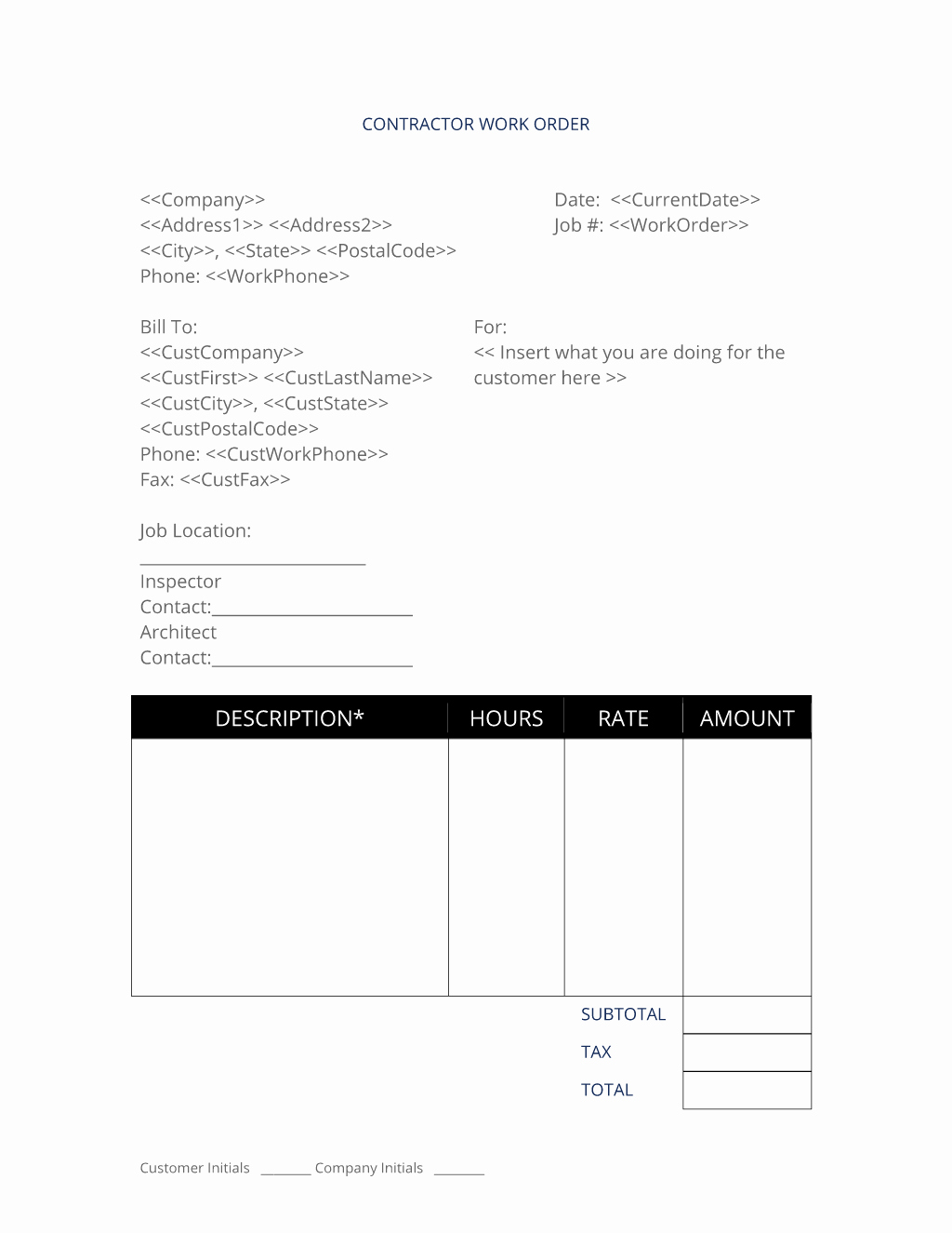 Construction Work order Template Elegant General Contractor Work order 3 Easy Steps