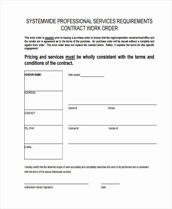 Construction Work order Template Lovely 17 Work order formats