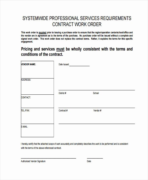 Construction Work order Template Lovely 17 Work order formats