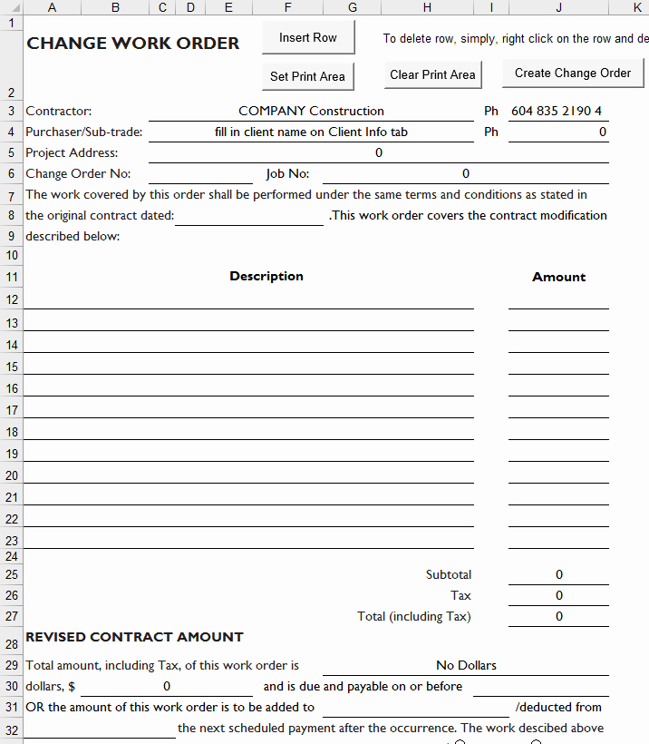 Construction Work order Template Luxury Construction Estimating