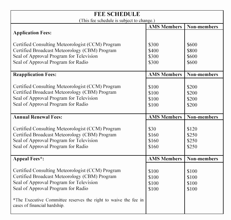 Consultant Fee Schedule Template Unique Schedule for Metr 485 785 Consulting Meteorology