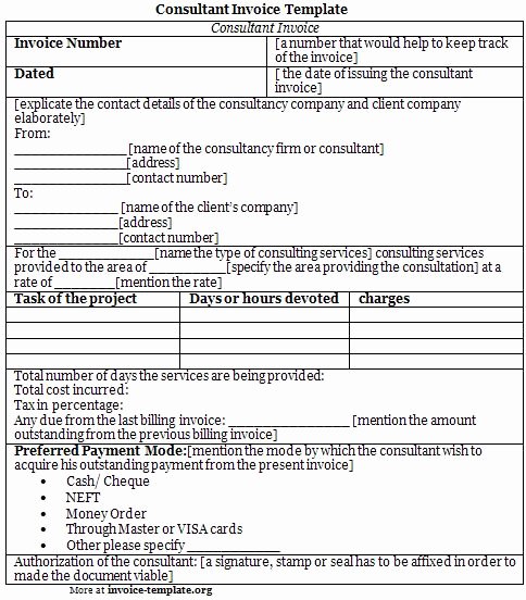 Consulting Invoice Template Word New Consultant Invoice Template Invoice Templates