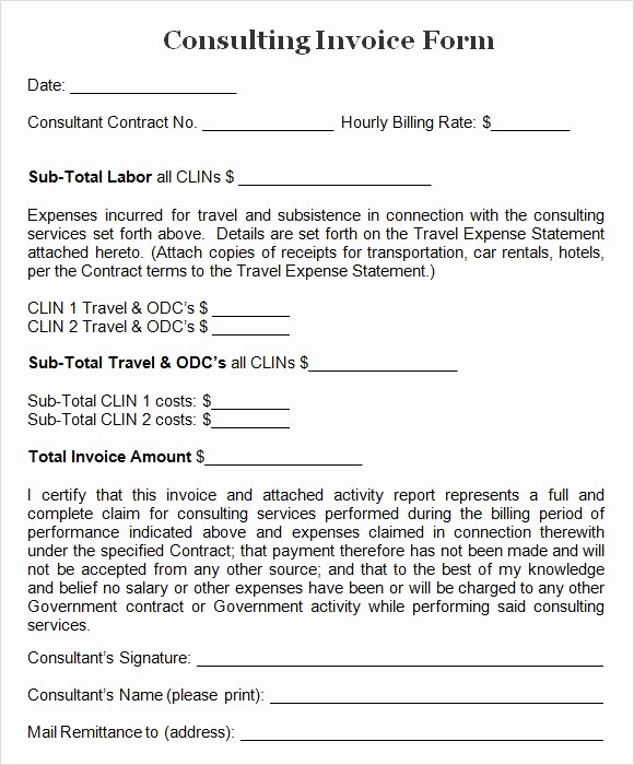 Consulting Invoice Template Word New Sample Consulting Invoice 8 Documents In Word Pdf