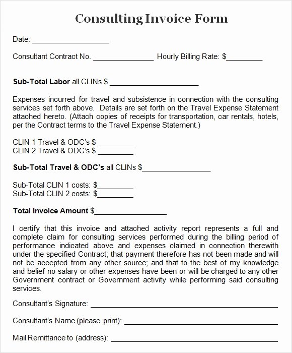 Consulting Invoice Template Word New Sample Consulting Invoice 8 Documents In Word Pdf