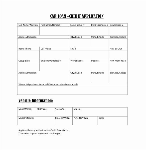 Consumer Credit Application form Fresh Auto Credit Application Pdf