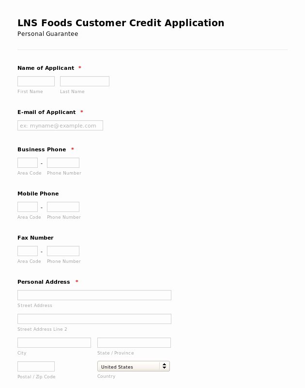 Consumer Credit Application form Inspirational Business Credit Application form Free Printable Documents