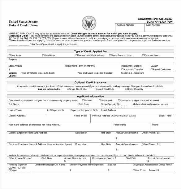 Consumer Credit Application form Lovely 15 Application form Templates – Free Sample Example