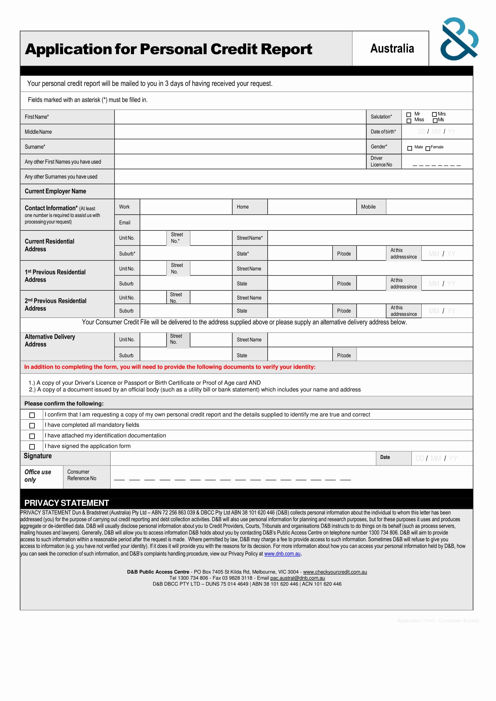 Consumer Credit Application form Unique 12 Credit Report forms Pdf
